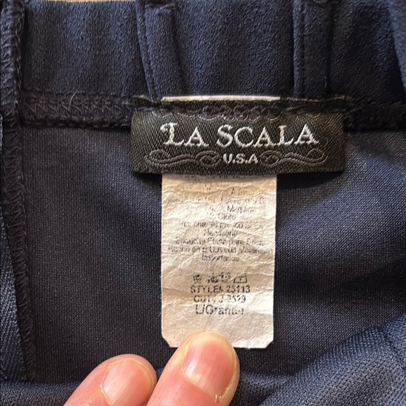 La Scala Women's Large Navy Fit & Flare Dress Spaghetti Straps & Sparkling Belt - Picture 6 of 12